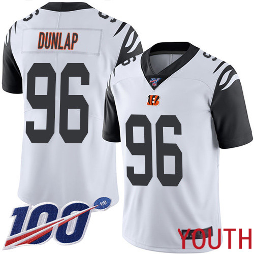 Cincinnati Bengals Limited White Youth Carlos Dunlap Jersey NFL Footballl #96 100th Season Rush Vapor Untouchable->youth nfl jersey->Youth Jersey